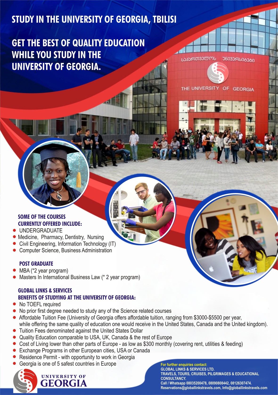ADMISSION FOR UNDERGRADUATE STUDENTS AGES 17 AND ABOVE NOW ON AT THE UNIVERSITY OF GEORGIA-TBILISI!!!